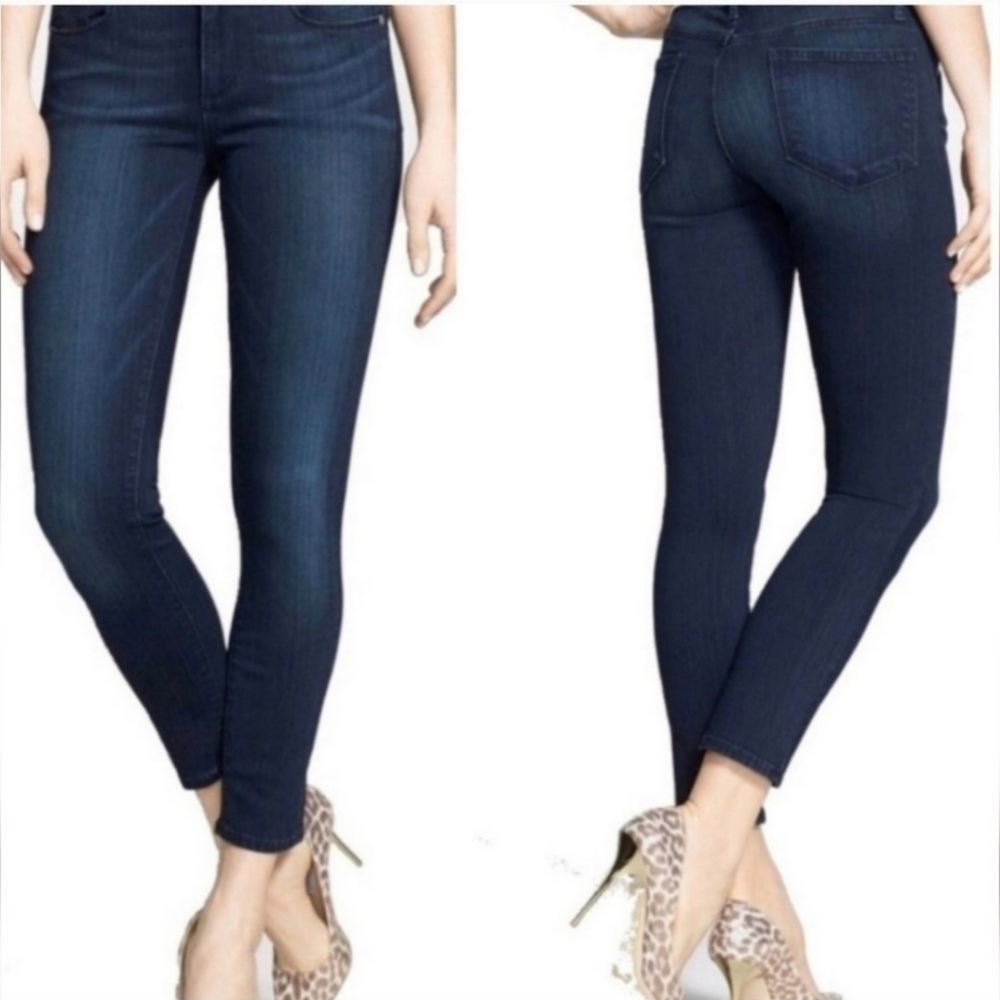 PAIGE Verdugo Crop Dark Wash Stretchy Skinny Jeans Whiskering sz 27
